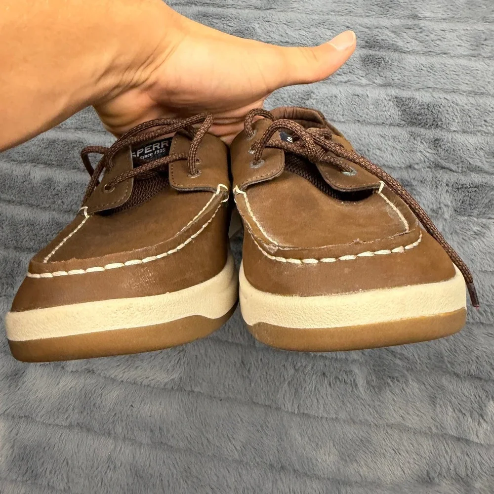 Sperry Convoy Boys Boat Shoes Brown Leather Loafers SCK261771 Size 7M